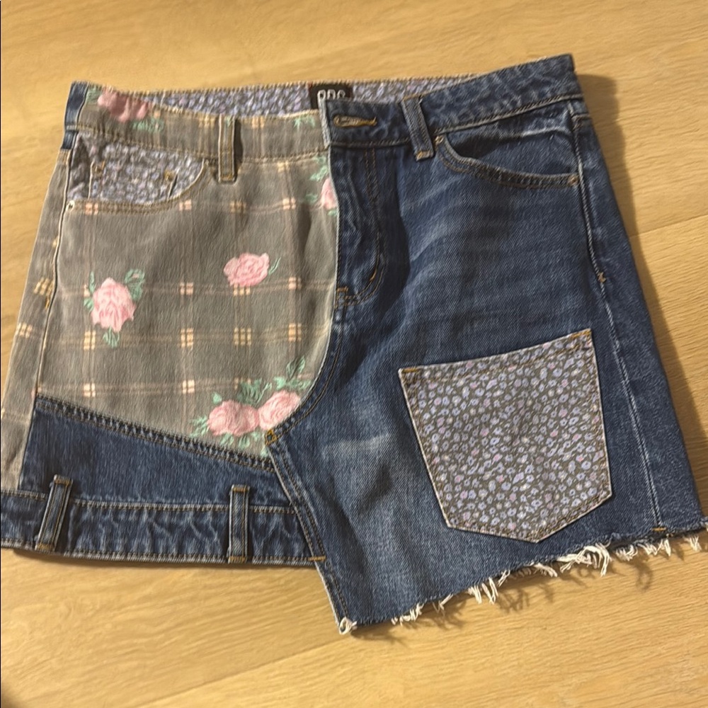 Patchwork Denim Mini Skirt